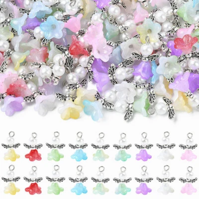 Dijes de ángel acrílicos de colores mezclados 90 dijes de hadas con alas de estilo tibetano Foto 1 de 4