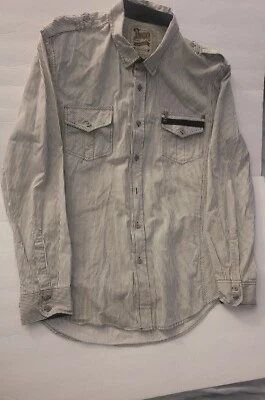  Camisa JNCO Para Hombre Grande, Manga Larga, Abotonada, Rayas Negras/Blancas De Colección  Foto 1 de 4