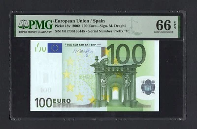 European Union / Spain 100 Euro 2002 P18v Uncirculated Grade 66 - Image 1 of 2