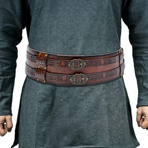 Viking Wide Belt, Medieval Faux Leather Armor Belt Knight Corset Belt, LARP Hall - Picture 1 of 9