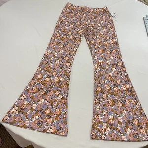 NWT Billabong Hang Loose Flare Pink Ditsy Floral Pants Size XL - Picture 1 of 6