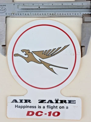 Pegatina vintage Air Zaire DC-10 McDonnell Douglas Happiness is a Flight on a DC- Foto 1 de 2