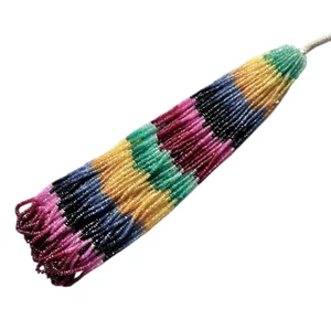 Natürliche Multi Edelsteine Facettierte Rondelle Perlen, Rubin Saphir Smaragd Perlen. - Bild 1 von 9