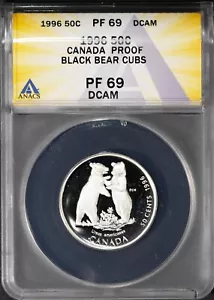 1996 50c Silver Black Bear Cubs Proof 69DCAM ANACS # 7622400 + Bonus - Picture 1 of 2