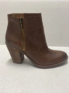 Lucky Brand Eugina Brown Leather Ankle Bootie Size 6.5 Boots - Picture 1 of 10
