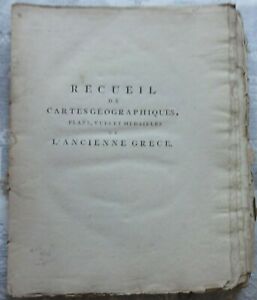 RECUEIL DE CARTES GEOGRAPHIQUES PLANS, VUE MEDAILLES DE L' ANCIENNE GRECE 1789