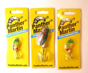 3 Panther Martin Holographic 1/8 oz 4-PMH-FTH, 1/2 oz 15-PMH-SPB Spinners - Picture 1 of 7