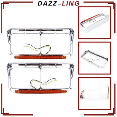 Par de bisel de faros LED cromados 4x6 para Kenworth T600 T800 W900B Peterbilt 379 Foto 1 de 4