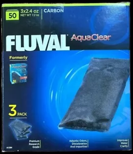 FLUVAL AQUACLEAR 50/200 ACTIVATED CARBON 3 PK 3 MONTHS CLEAN WATER A1384 - Picture 1 of 1