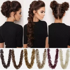 Haarknoten Haargummi Scrunchie Pferdeschwanz Voluminös Hochsteckfrisur 70cm Lang - Bild 1 von 49