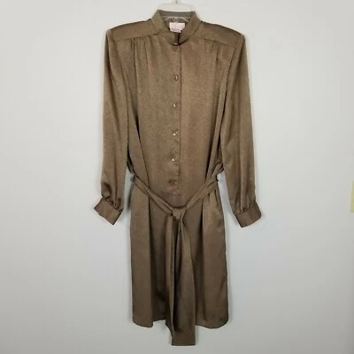 Vintage BROWNSTONE STUDIO Intime Shift Dress W/Belt ~ Abstract Copper ~ Size 6 - Image 1 of 4