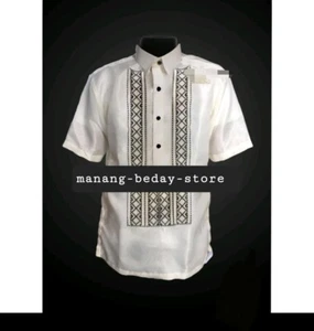 Polo Barong For Men Ethnic Black (Large) - Picture 1 of 2