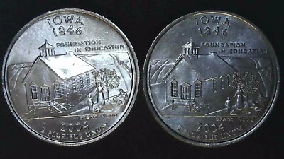 2004 P D 25C State Quarter Iowa BU Clad (2 coins) 24hh1018-1 - Image 1 of 2