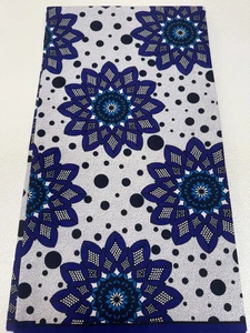 Polyester Afrikanische Wachsdrucke Stoffe - Azurblau Himmelblau Weiß Schwarz Lila - Bild 1 von 3