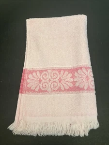 Vintage Cannon Monticello rosa Finger Handtuch Santa Cruz geformte Fransen 15" x 26" - Bild 1 von 18