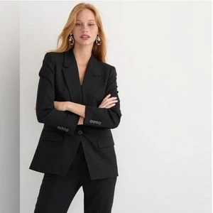 J. Crew Willa Collared Classic Black in Italian City Wool Blend Blazer Size 2 - Picture 1 of 12