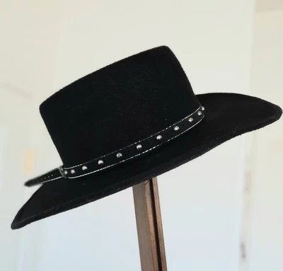 Винтажный унисекс черная шерсть войлок Pigalle шляпа размер M western outlaw богемное стимпанк - Изображение 1 из 4