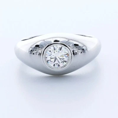 Anillo solitario de platino para hombre clásico de 1,12 quilates redondo diamante cultivado en laboratorio H VS1 Foto 1 de 4