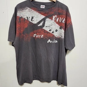 Vintage Anvil Scuba Dive Wrap Around Graphic Tshirt 2XL 100% Cotton Gray - Picture 1 of 7