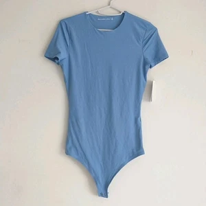 Abercrombie&Fitch Bodysuit Womens STall Blue Short Sleeve Round Neck Stretch New - Picture 1 of 7
