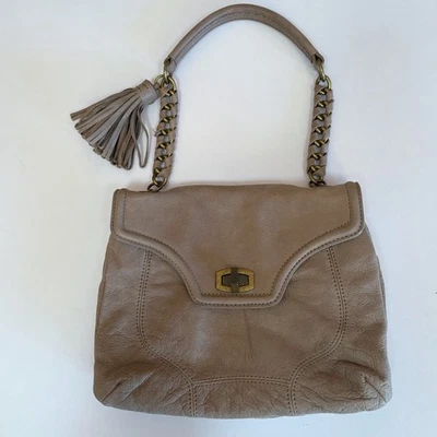 Bolso de Hombro Ann Taylor Gamuza Cuero Genuino Bronce Brillante Marrón Claro Cartera Foto 1 de 4