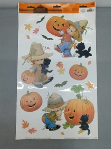Impact 2009 Halloween Window Clings Boy Scarecrow Black-Cats Bats Pumpkins USA - Picture 1 of 6