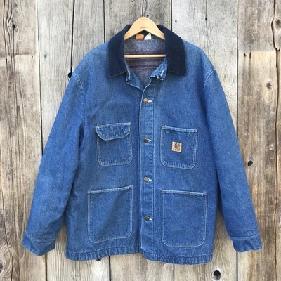 Abrigo Manta Forrada Vintage Big Ben Wrangler Denim Tareas Talla 46 Apliques de Lentejuelas Foto 1 de 4