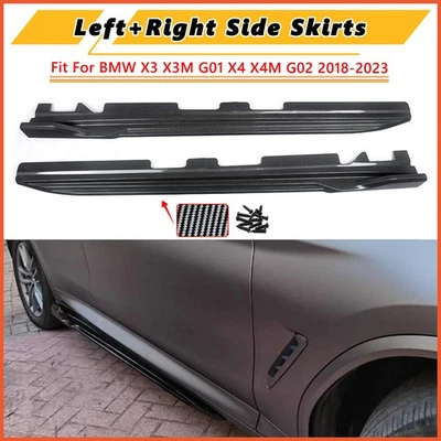 Pair Carbon Look Side Skirt For BMW X3 G01 X4 G02 X3M F97 X4M F98 2018-2022 2023 Foto 1 de 4
