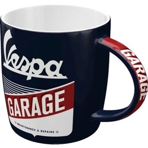 Retro Sturdy Ceramic Mug 'VESPA GARAGE' Moped Motorbike 330ml Licensed Product - Picture 1 of 4