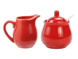 Ceramic Colorful Creamer and Sugar Set with Lid Spoon Coffee Serving Set - Picture 1 of 7