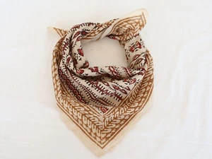 Hand Block Print Soft Cotton Bandana, Bohemian Style 100% Cotton Neck Scarf Boho - Picture 1 of 6