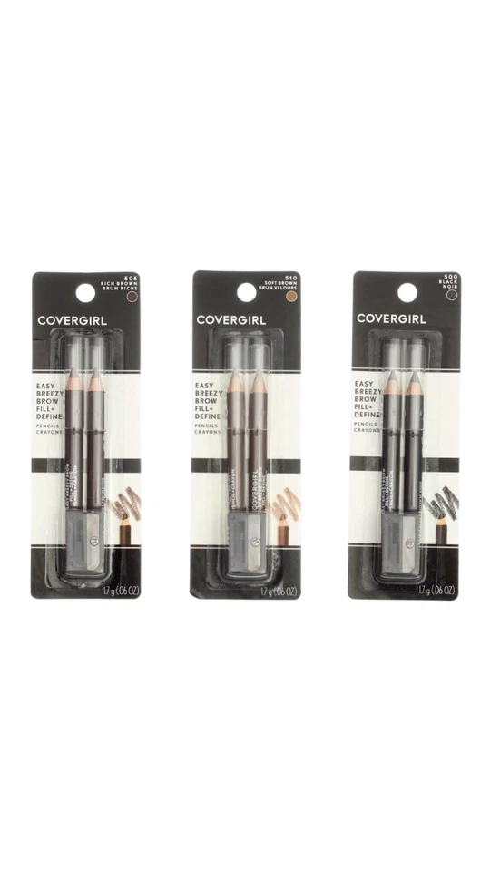 Set of 9 CoverGirl Easy Breezy Brow Fill + Define Pencil Crayons with Sharpeners - Image 1 of 4