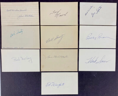 1940/50's Baseball Greats Signed INDEX CARDS Lot of 10 John McHale Hank Sauer - Image 1 of 4