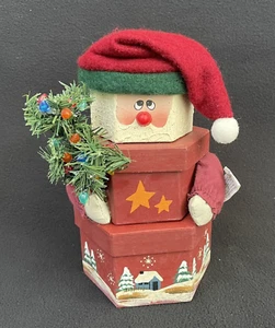 CM Henton Navidad Papá Noel Mini 3 Cajas Apilables Invierno Vacaciones 7" Decoración - Imagen 1 de 4