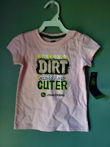 NWT John Deere Girls 'Dirt Makes Me Cuter' Short Sleeve T shirt Top Sz 18 month - Picture 1 of 6
