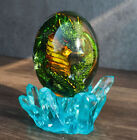 Figurine œuf en verre acrylique vert fossile Hatchling dormant en cristal