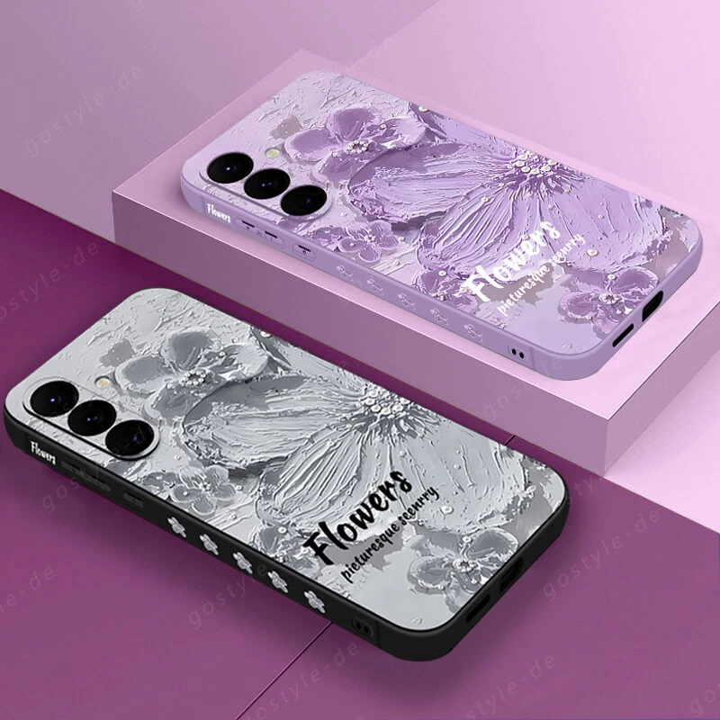 MARKENLOS Silikon Blume Für Samsung S24 S23 S22 Ultra A55 A35 A14 S21 FE Schutz Hülle Case