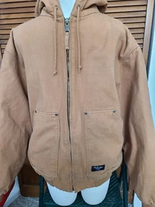 Walls Work Wear Quilted Insulated Size Large Tall  Hooded Duck Jacket Brown - Picture 1 of 9