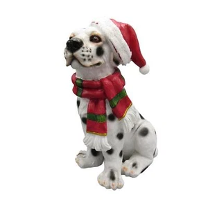 Estatuilla festiva de perro dálmata de Navidad (adorno de estatua de animal de Navidad) - Imagen 1 de 7