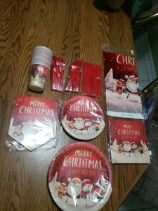 125+ PCS Plates, Napkins, Cups Merry Christmas & Happy New-year Party Supplies - Picture 1 of 7