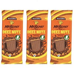 3x Mr Beast Feastables ORIGINAL CHOCOLATE Bar 2.1 oz - FREE SHIP