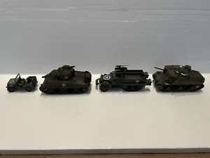Lot Of 4 WW2 Military Vehicles.Willys Jeep-Half Track-M3 Grant & Sherman Tanks - Picture 1 of 14