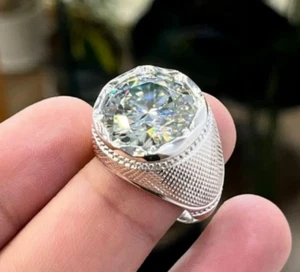 10 Karat Moissanit Sterling Silber 925 Handarbeit Herrenring, Moissanit Ring - Bild 1 von 4