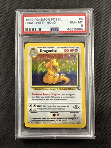 Pokemon Card PSA 8 NM-MT Dragonite Fossil Unlimited 1999 Holo 4/62 - Picture 1 of 2