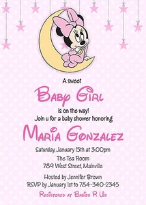 Minnie Mouse Baby Shower, Baby Girl, Minnie, Baby, Pink, Girl, Invitation - Picture 1 of 1