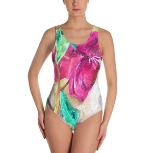 Swimsuit "Painted Flower" One-Piece Swimsuit - Picture 1 of 29