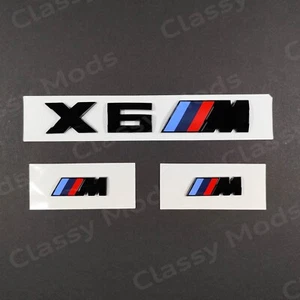 X6M Gloss Black Badges for BMW Emblem Set M Power - Picture 1 of 4
