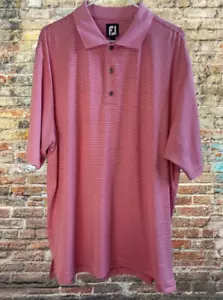FootJoy Short Sleeved Stretch Polo Golf Shirt Mens Size L Striped Pink - Picture 1 of 5