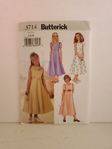 Butterick Sewing Pattern 3714 Girls 7-8, 10 Easy Dress Formal Semi-Fitted Flared