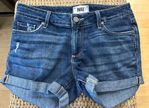 Paige Jimmy Jimmy Damenshorts Größe 25 – blau dunkle Waschung niedriger Bund roher Saum mit Bündchen - Bild 1 von 3